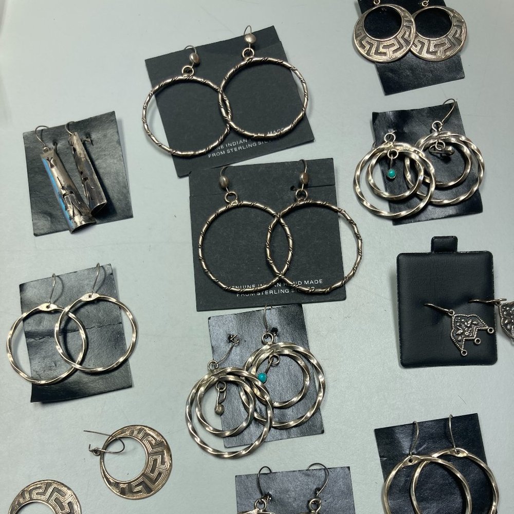 Bundle of 11 pairs of Sterling Silver Earrings